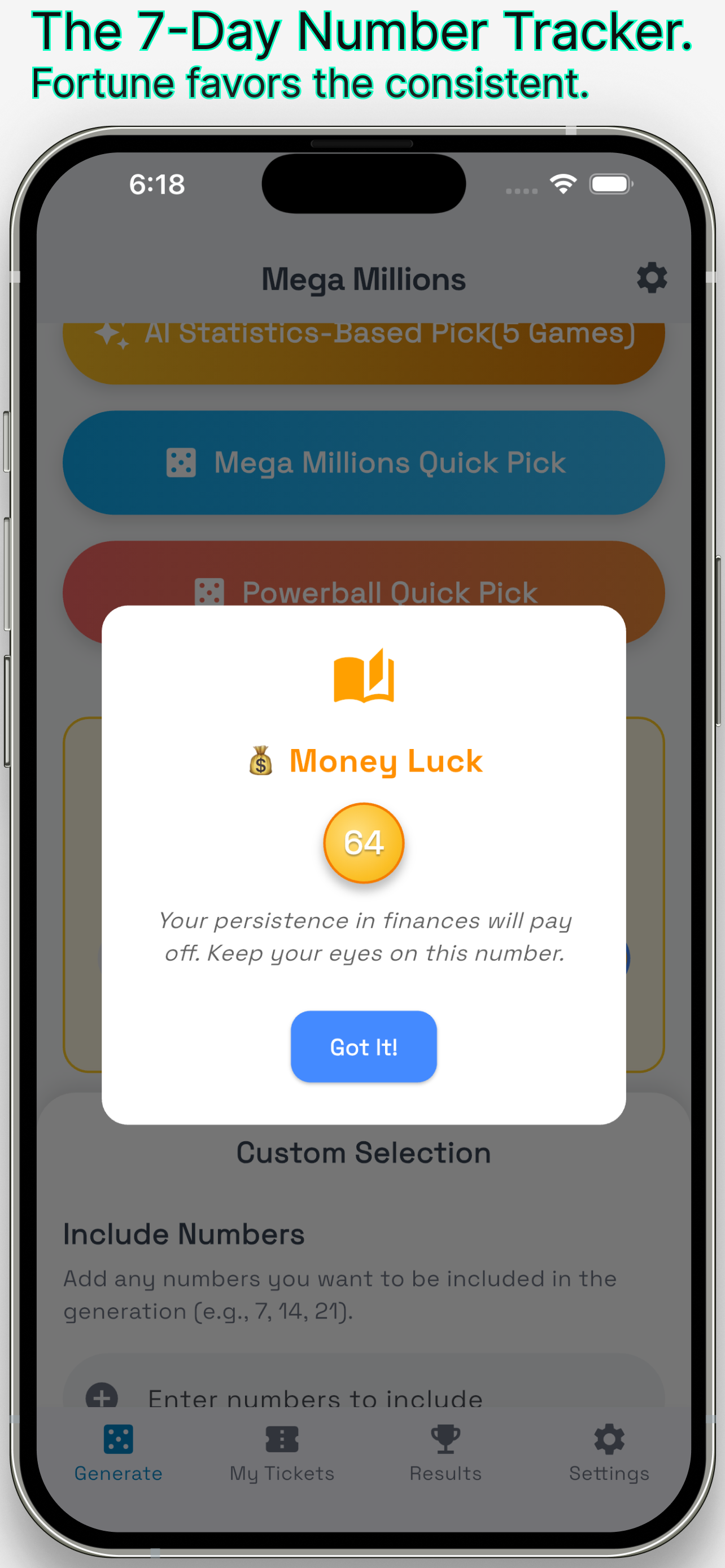 App Screenshot - AI Pick Feature